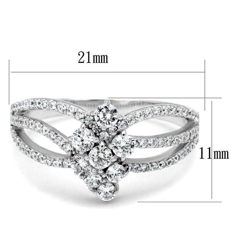 Silver Rings TS528 Rhodium 925 Sterling Silver Ring with AAA Grade CZ