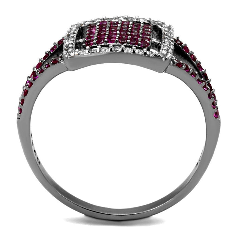 Silver Jewelry Rings Silver Rings TS533 Rhodium + Ruthenium 925 Sterling Silver Ring in Ruby Alamode Fashion Jewelry Outlet