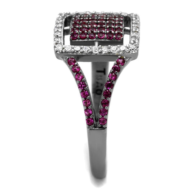 Silver Jewelry Rings Silver Rings TS533 Rhodium + Ruthenium 925 Sterling Silver Ring in Ruby Alamode Fashion Jewelry Outlet