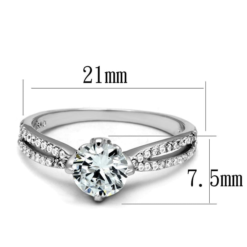 Silver Rings TS537 Rhodium 925 Sterling Silver Ring with AAA Grade CZ