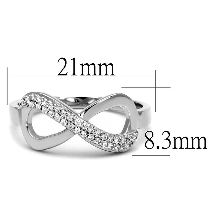 Silver Rings TS541 Rhodium 925 Sterling Silver Ring with AAA Grade CZ