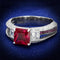 Silver Rings TS545 Rhodium + Ruthenium 925 Sterling Silver Ring in Ruby