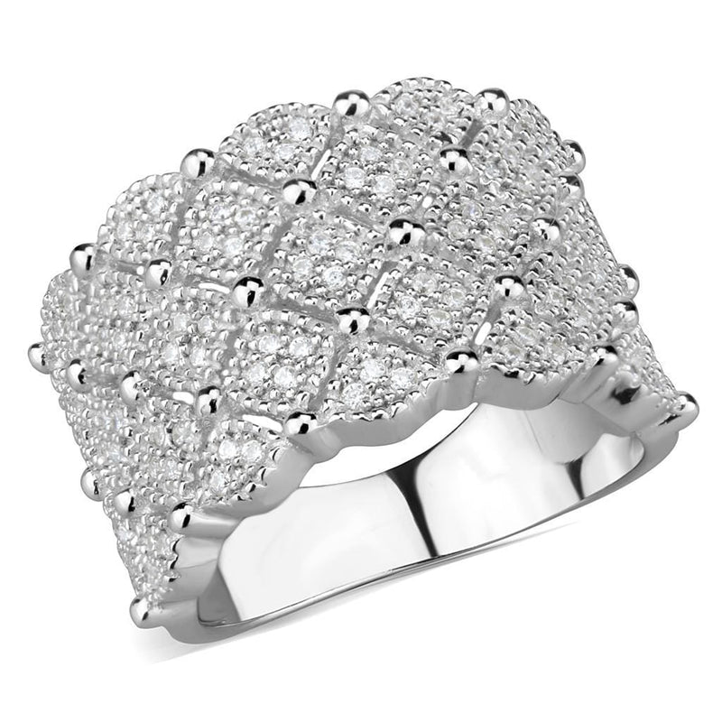 Silver Rings TS546 Rhodium 925 Sterling Silver Ring with AAA Grade CZ