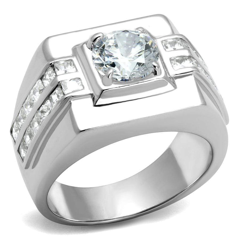 Silver Rings TS553 Rhodium 925 Sterling Silver Ring with AAA Grade CZ