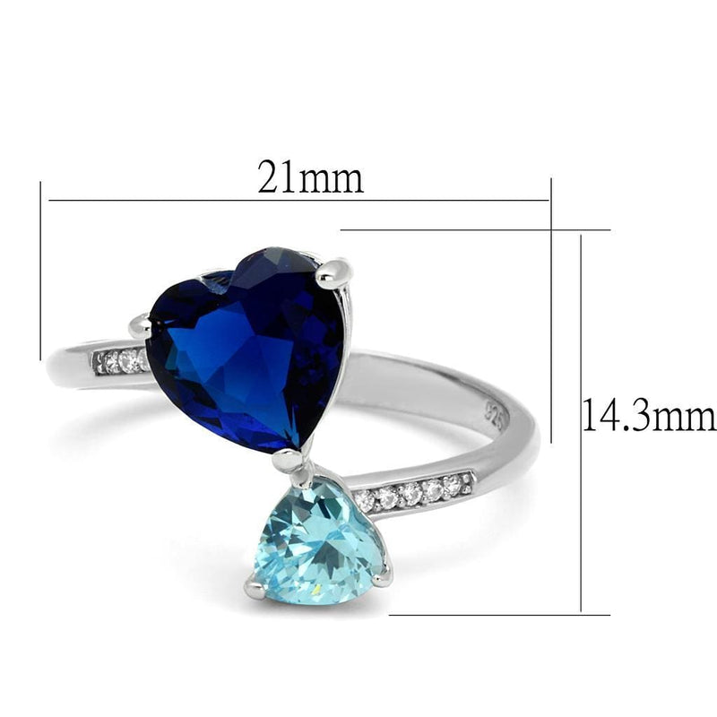 Silver Rings TS554 Rhodium 925 Sterling Silver Ring with Synthetic
