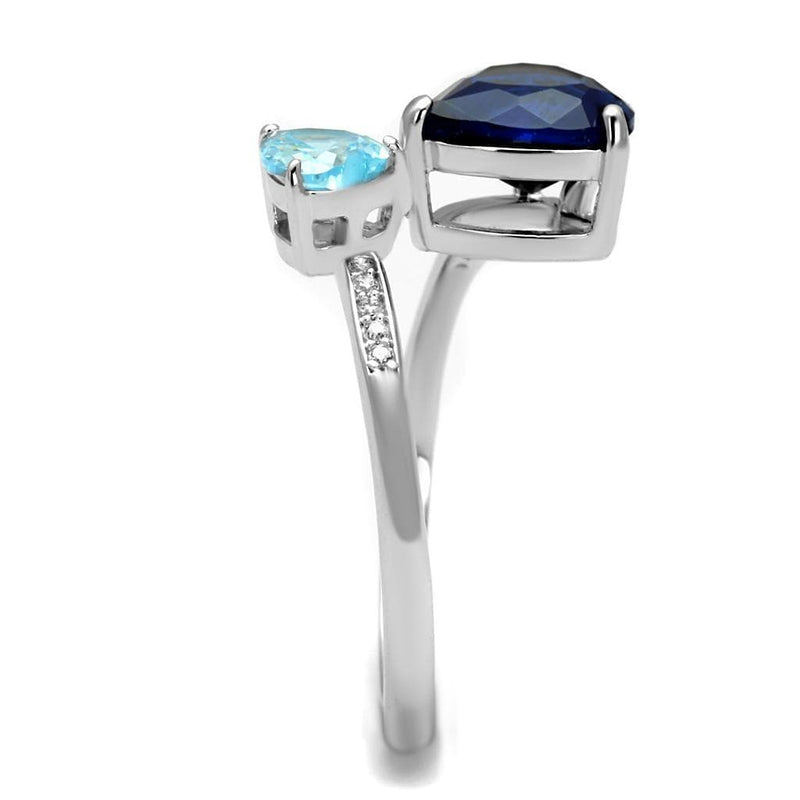 Silver Rings TS554 Rhodium 925 Sterling Silver Ring with Synthetic