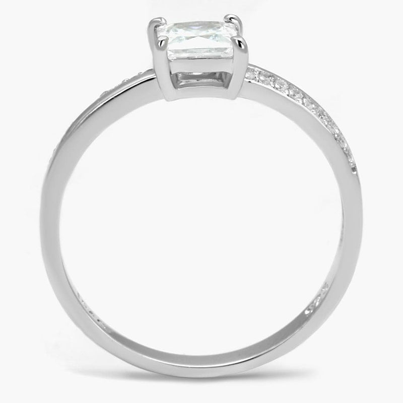 Silver Rings TS558 Rhodium 925 Sterling Silver Ring with AAA Grade CZ