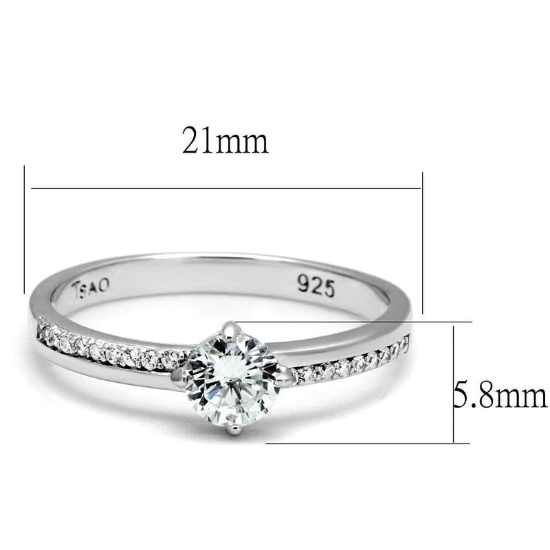 Silver Rings TS560 Rhodium 925 Sterling Silver Ring with AAA Grade CZ