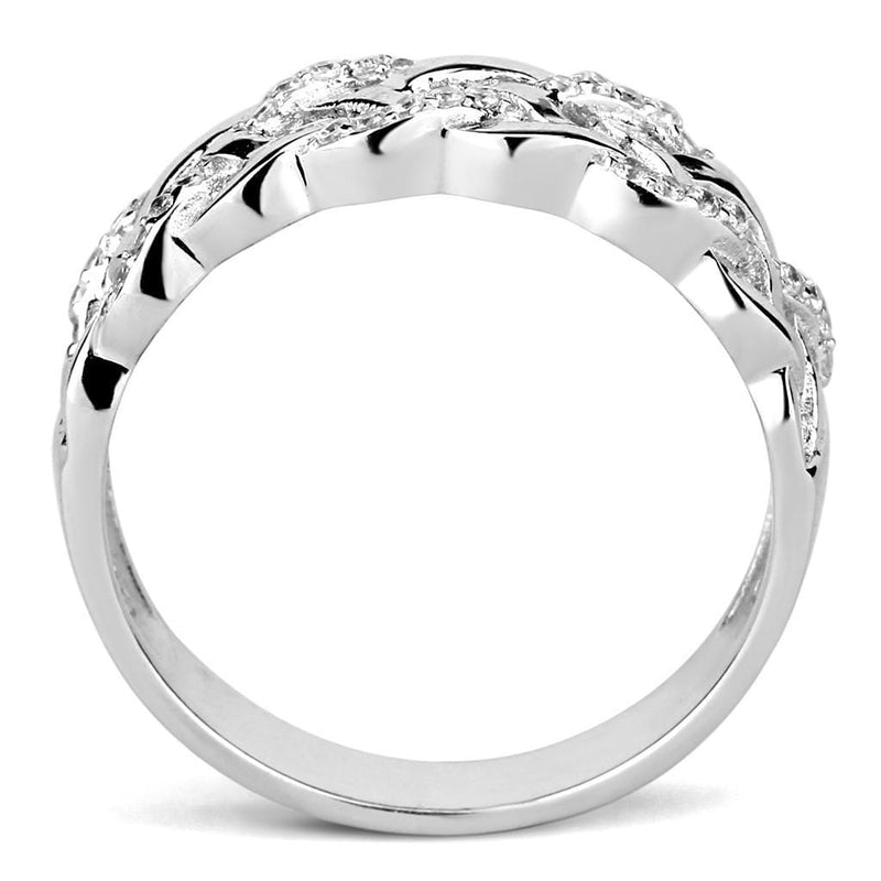 Silver Rings TS566 Rhodium 925 Sterling Silver Ring with AAA Grade CZ