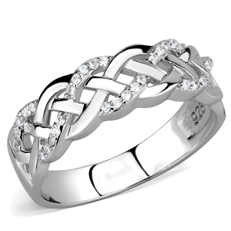 Silver Rings TS566 Rhodium 925 Sterling Silver Ring with AAA Grade CZ