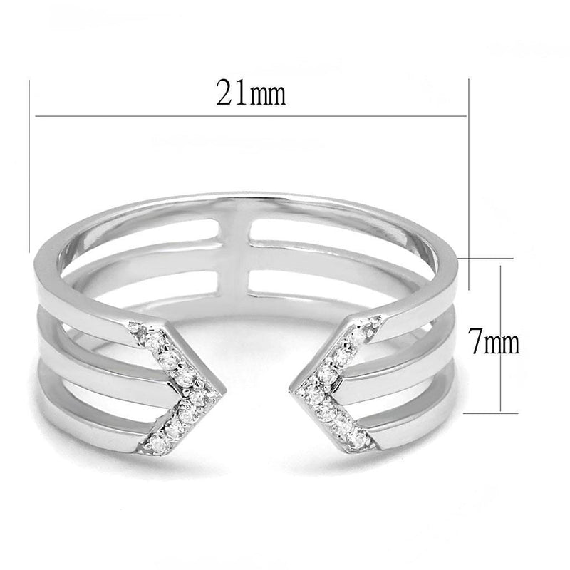 Silver Rings TS574 Rhodium 925 Sterling Silver Ring with AAA Grade CZ