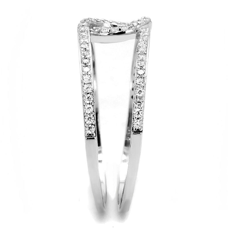 Silver Rings TS575 Rhodium 925 Sterling Silver Ring with AAA Grade CZ