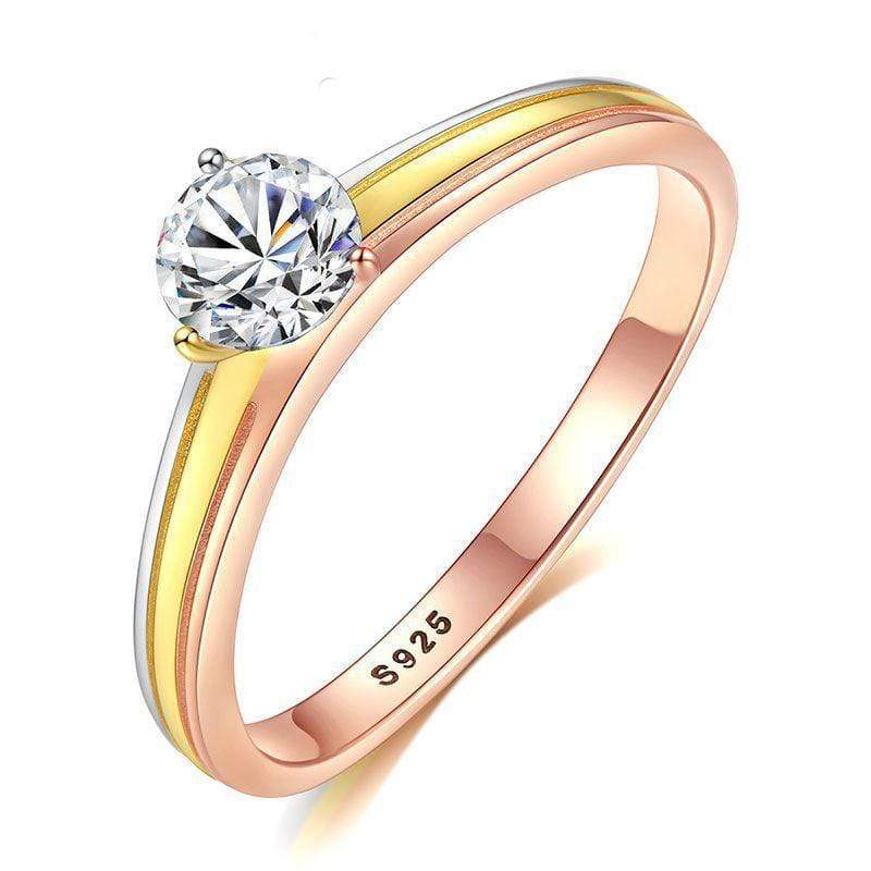 Silver Jewelry Rings Simple Design Women Golden Plated Sterling Silver Diamond Ring TIY
