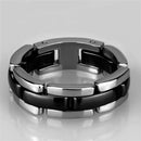 Silver Jewelry Rings Simple Engagement Rings 3W972 Stainless Steel Ring with Ceramic in Jet Alamode Fashion Jewelry Outlet