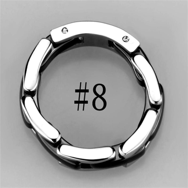 Silver Jewelry Rings Simple Engagement Rings 3W972 Stainless Steel Ring with Ceramic in Jet Alamode Fashion Jewelry Outlet