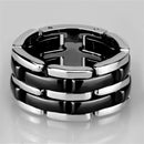 Silver Jewelry Rings Simple Engagement Rings 3W974 Stainless Steel Ring with Ceramic in Jet Alamode Fashion Jewelry Outlet