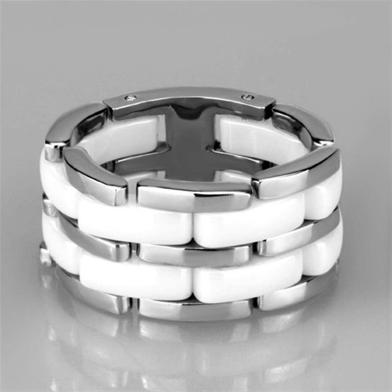 Silver Jewelry Rings Simple Engagement Rings 3W975 Stainless Steel Ring with Ceramic Alamode Fashion Jewelry Outlet