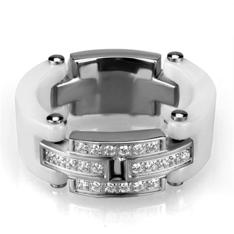 Silver Jewelry Rings Simple Engagement Rings 3W977 Stainless Steel Ring with Ceramic Alamode Fashion Jewelry Outlet