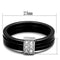 Silver Jewelry Rings Simple Engagement Rings 3W980 Stainless Steel Ring with Ceramic in Jet Alamode Fashion Jewelry Outlet