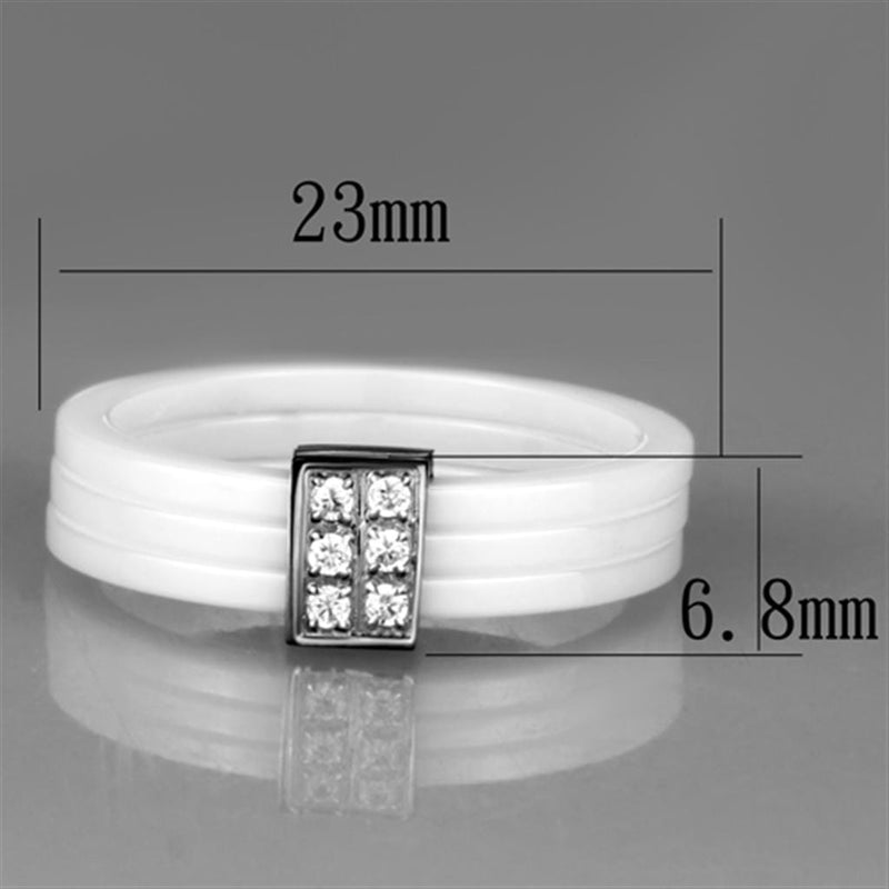 Silver Jewelry Rings Simple Engagement Rings 3W981 Stainless Steel Ring with Ceramic Alamode Fashion Jewelry Outlet
