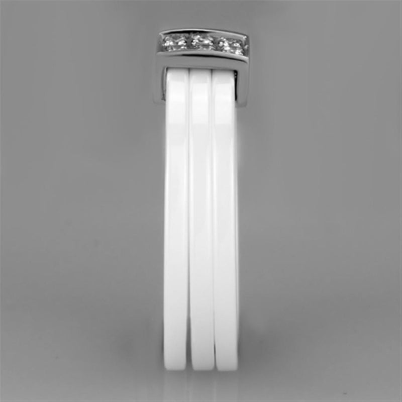 Silver Jewelry Rings Simple Engagement Rings 3W981 Stainless Steel Ring with Ceramic Alamode Fashion Jewelry Outlet