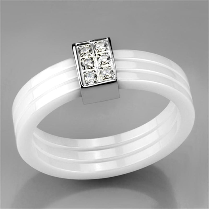 Silver Jewelry Rings Simple Engagement Rings 3W981 Stainless Steel Ring with Ceramic Alamode Fashion Jewelry Outlet