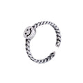 Silver Jewelry Rings Simple Fashion Braided Pattern Smiling Face Vintage Sterling Silver Ring TIY