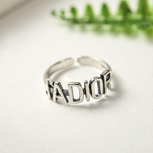 Silver Jewelry Rings Simple Fashion Hollow Letters Pattern Cute S925 Ring TIY