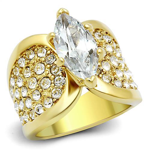 Simple Gold Rings TK1672 Gold - Stainless Steel Ring with AAA Grade CZ