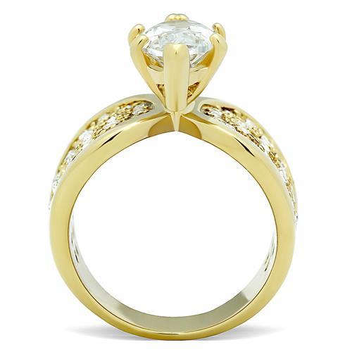 Simple Gold Rings TK1672 Gold - Stainless Steel Ring with AAA Grade CZ