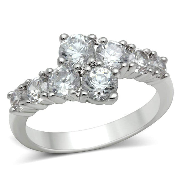 Simple Rings 3W132 Rhodium Brass Ring with AAA Grade CZ