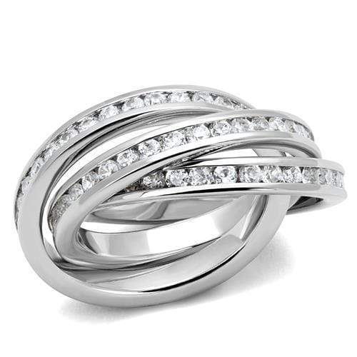 Simple Rings 3W1331 Rhodium Brass Ring with AAA Grade CZ