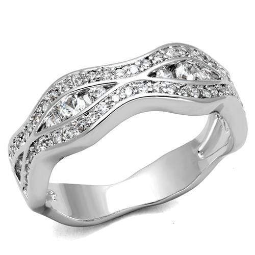 Simple Rings 3W1345 Rhodium Brass Ring with AAA Grade CZ