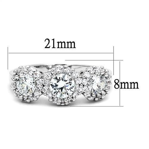 Simple Rings 3W1347 Rhodium Brass Ring with AAA Grade CZ