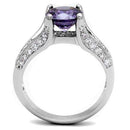 Simple Rings 3W1359 Rhodium Brass Ring with AAA Grade CZ in Amethyst