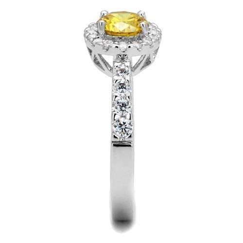 Simple Rings 3W1362 Rhodium Brass Ring with AAA Grade CZ in Topaz