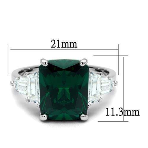 Simple Rings 3W1363 Rhodium Brass Ring with Synthetic in Emerald