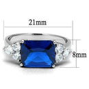 Simple Rings 3W1367 Rhodium Brass Ring with Synthetic in London Blue