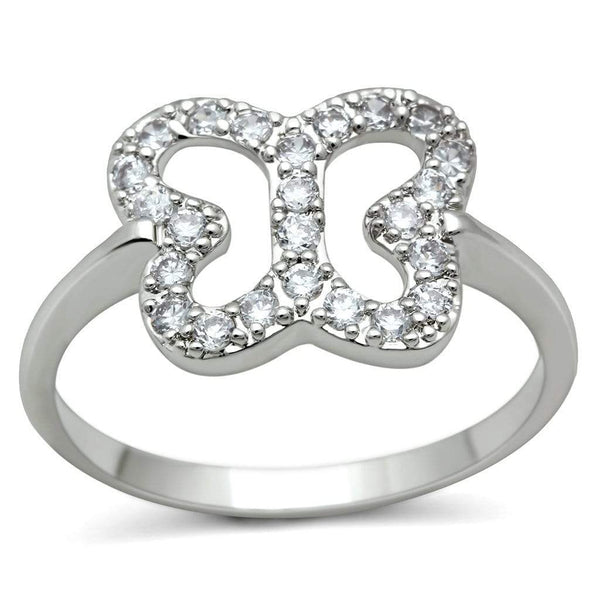 Simple Rings 3W139 Rhodium Brass Ring with AAA Grade CZ