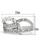 Simple Rings 3W142 Rhodium Brass Ring with AAA Grade CZ