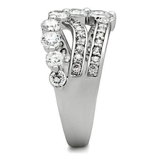 Simple Rings 3W142 Rhodium Brass Ring with AAA Grade CZ