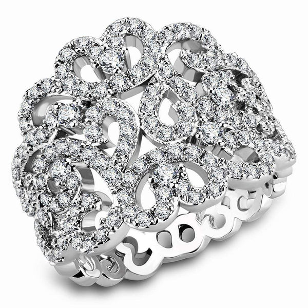 Simple Rings 3W1439 Rhodium Brass Ring with AAA Grade CZ