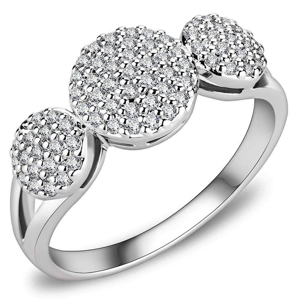 Simple Rings 3W1440 Rhodium Brass Ring with AAA Grade CZ