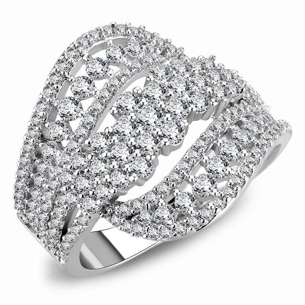 Simple Rings 3W1445 Rhodium Brass Ring with AAA Grade CZ