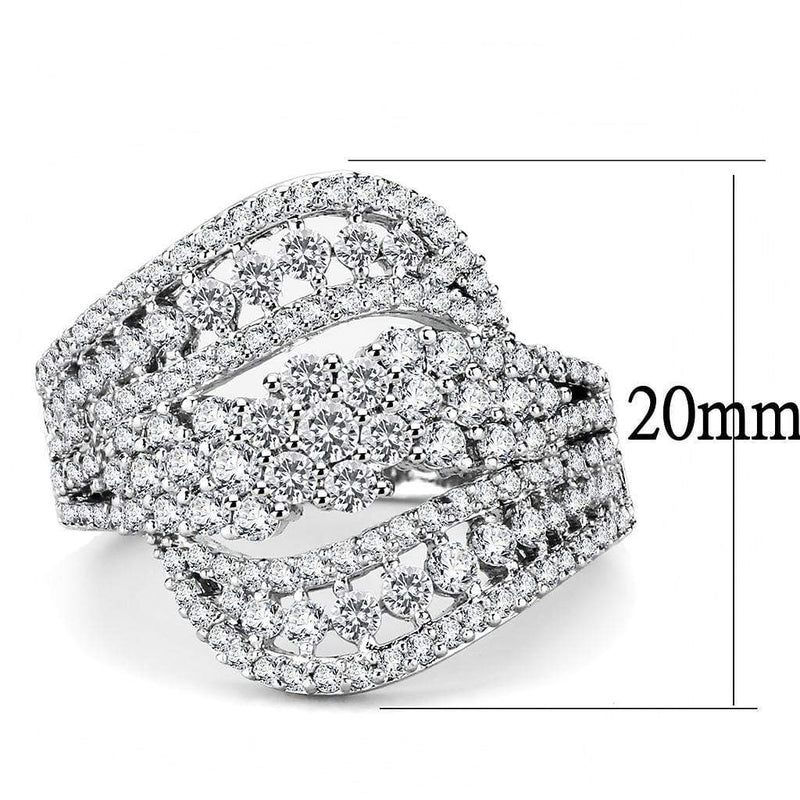 Simple Rings 3W1445 Rhodium Brass Ring with AAA Grade CZ