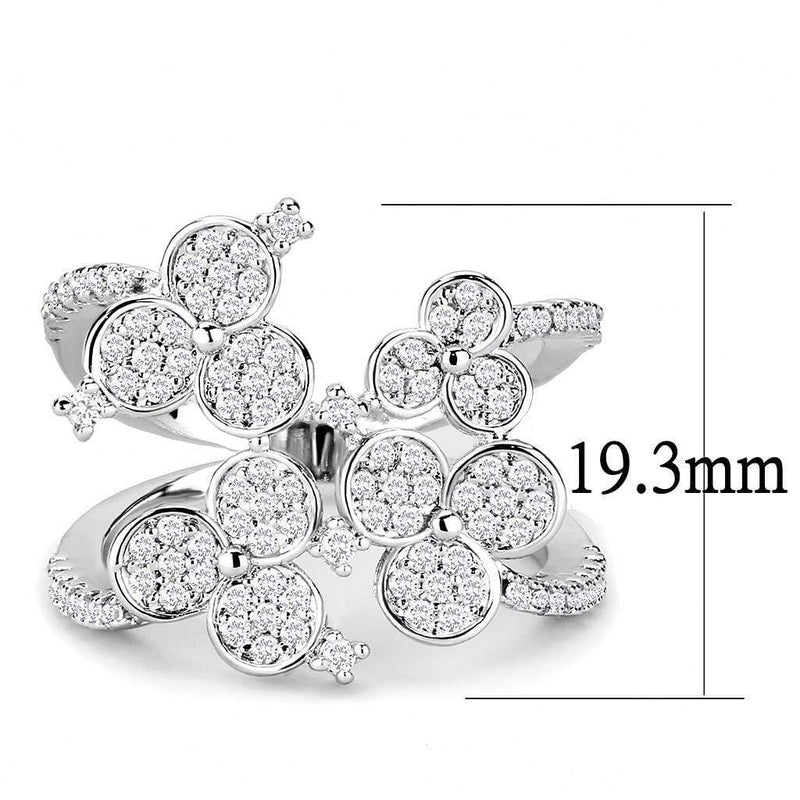 Simple Rings 3W1447 Rhodium Brass Ring with AAA Grade CZ