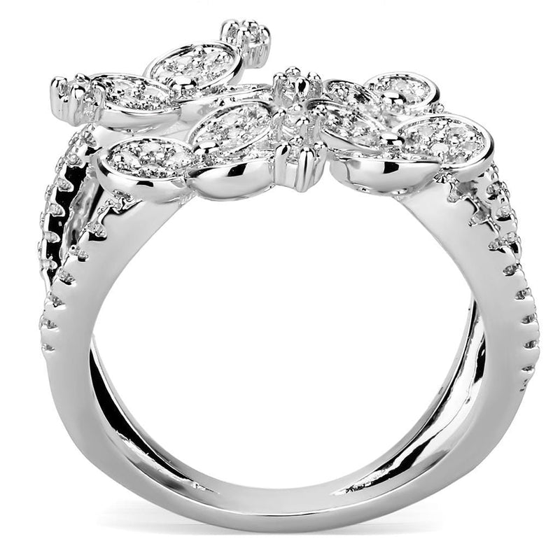 Simple Rings 3W1447 Rhodium Brass Ring with AAA Grade CZ