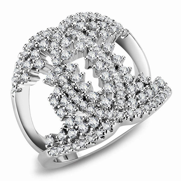 Simple Rings 3W1448 Rhodium Brass Ring with AAA Grade CZ