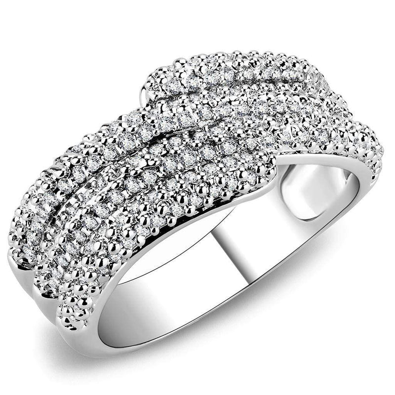 Simple Rings 3W1449 Rhodium Brass Ring with AAA Grade CZ