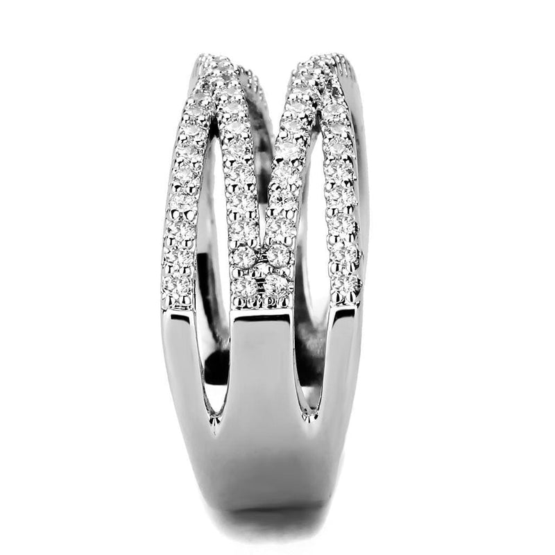 Simple Rings 3W1450 Rhodium Brass Ring with AAA Grade CZ